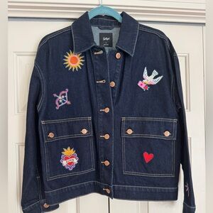 Sportsgirls denim patch jacket AU8  US Small NWT